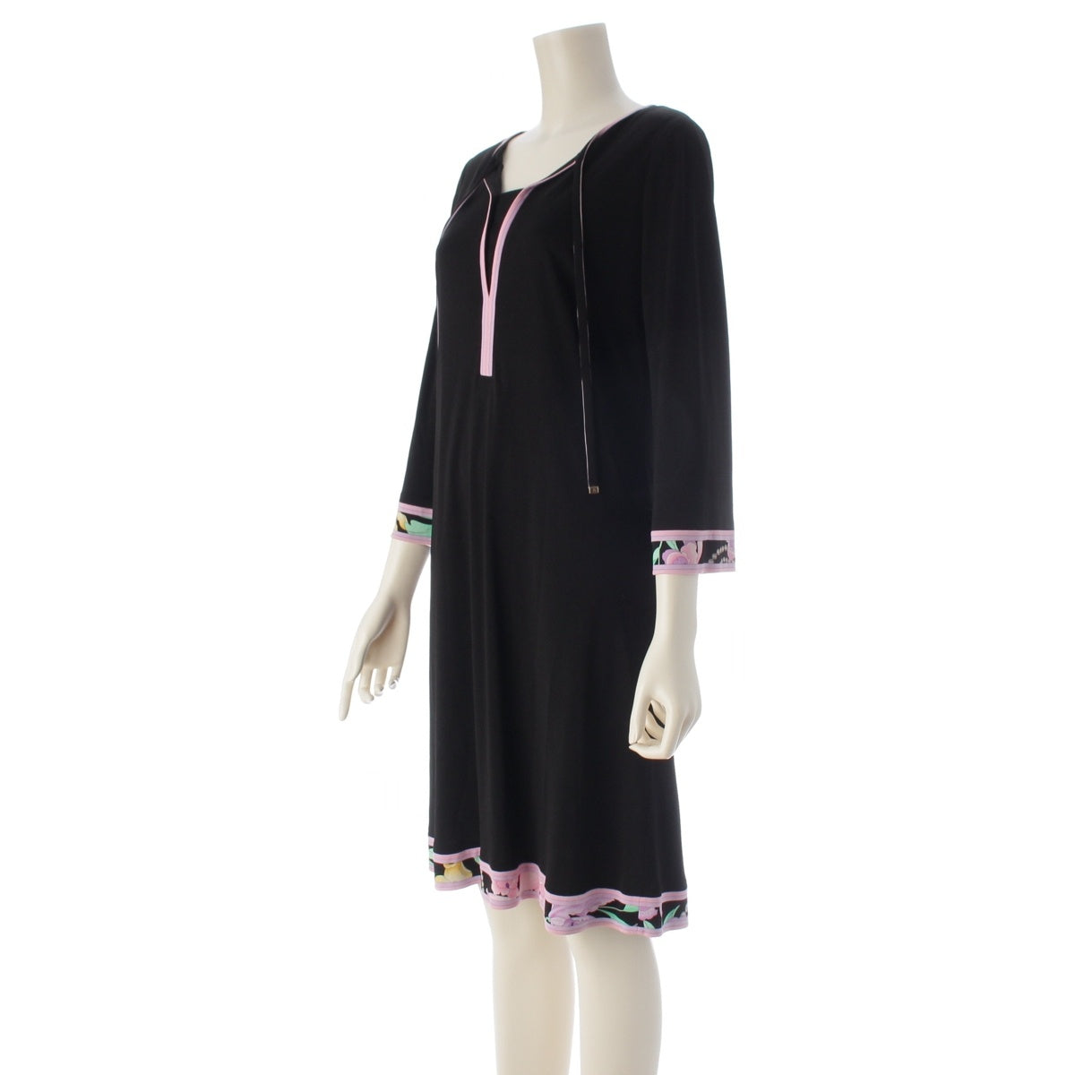 LEONARD Cancan material Slit long sleeves one piece Black pink 36