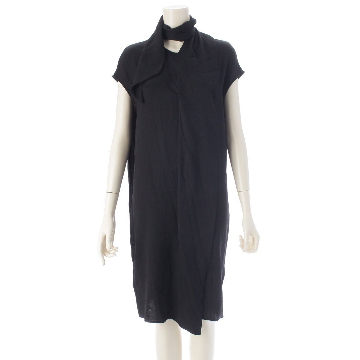 HERMES Rayon Silk No sleeve one piece black 34
