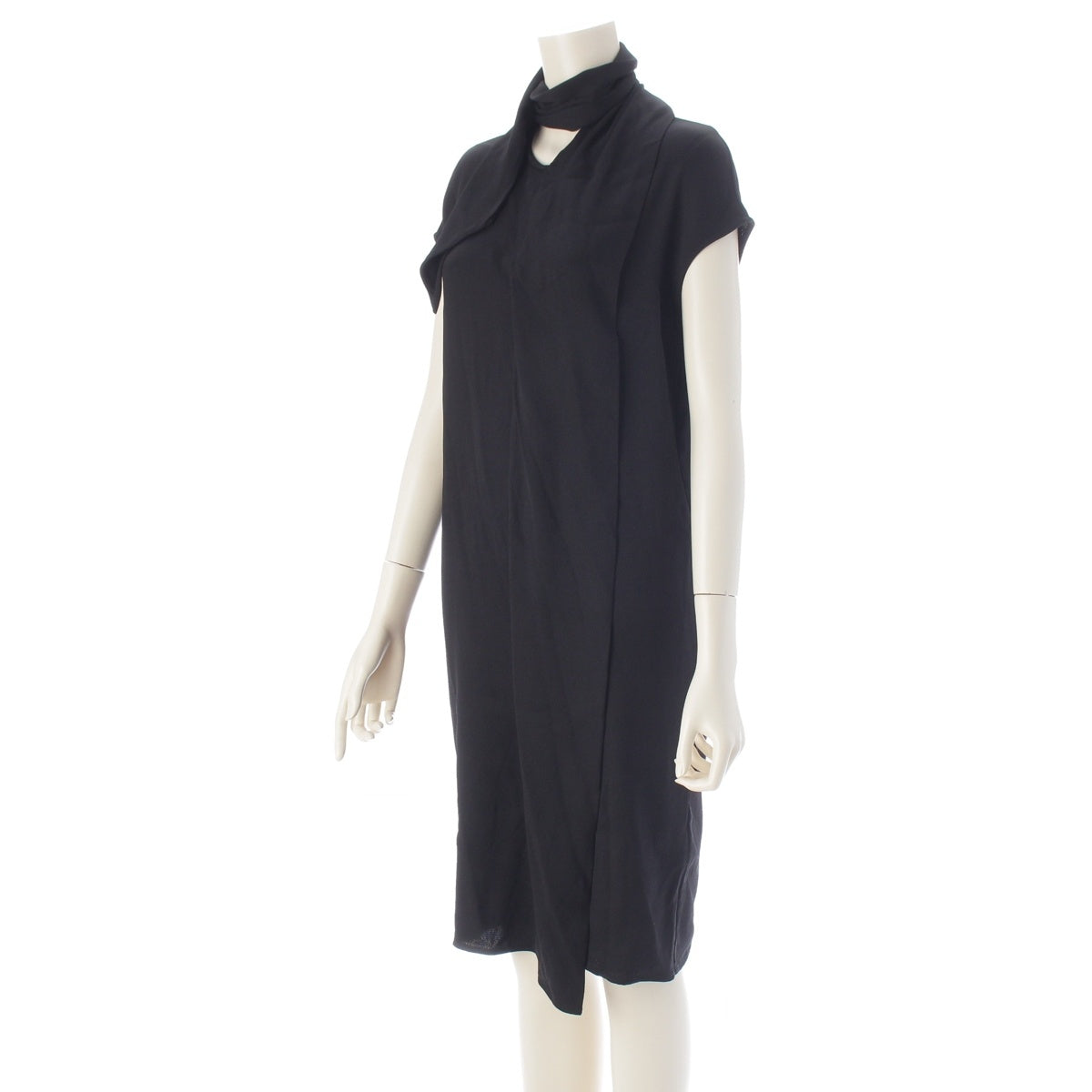HERMES Rayon Silk No sleeve one piece black 34
