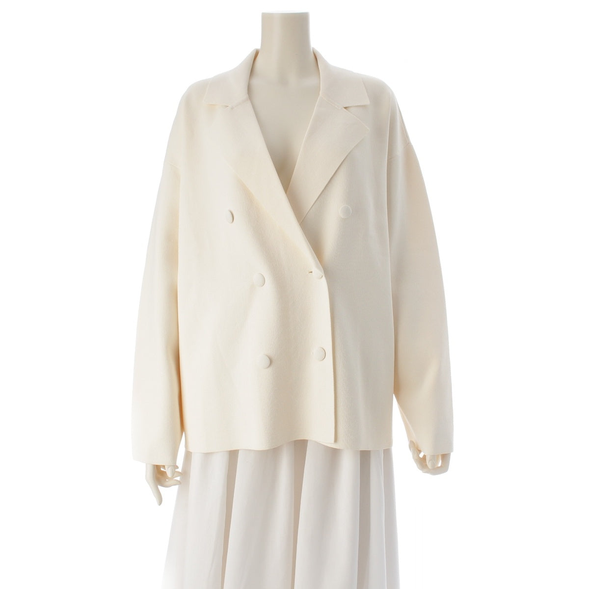 MAX MARA Knitted crepe tailored jacket 611311018 off white L