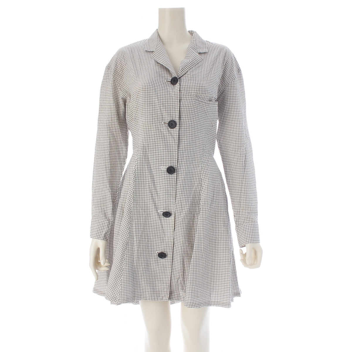 Yohji Yamamoto silk Gothic check one piece white M