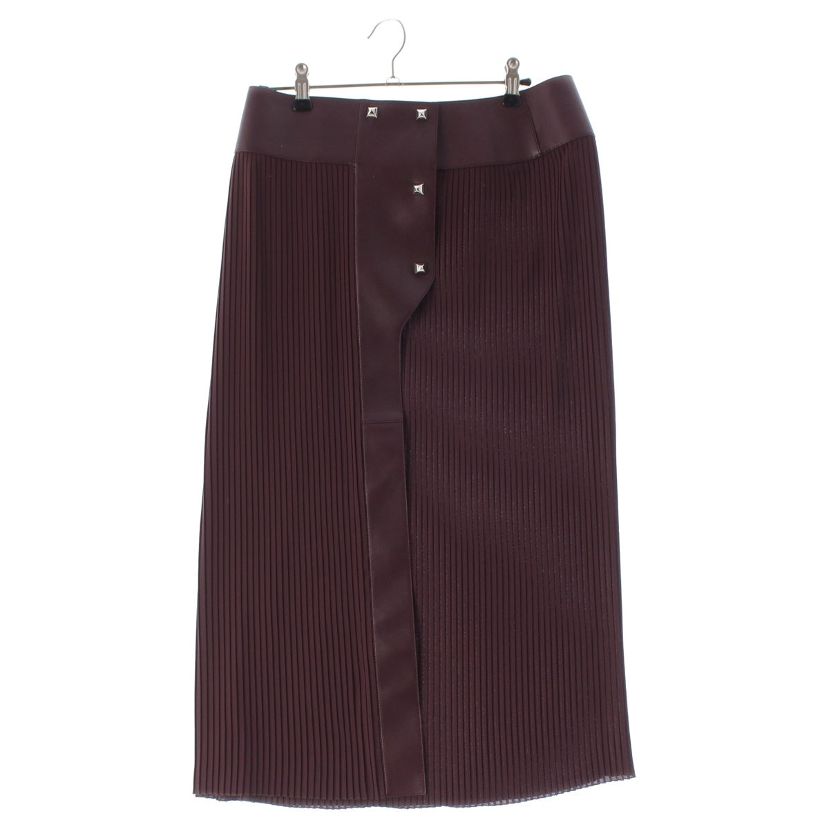 HERMES Medor Lamb leather sheep leather Pleated skirt Bottoms Brown 38