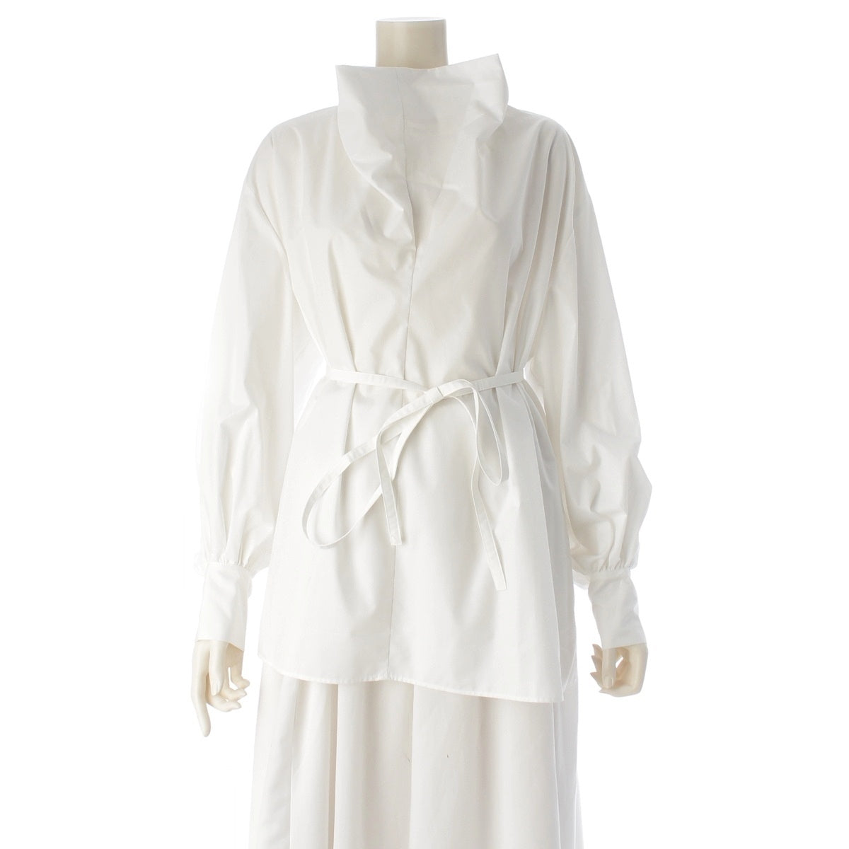 ADORE Clear cotton polyester Ribbon string belt blouse long sleeve shirt tops white 38
