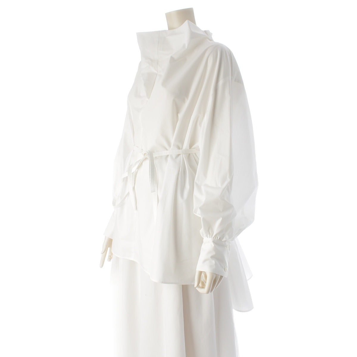 ADORE Clear cotton polyester Ribbon string belt blouse long sleeve shirt tops white 38