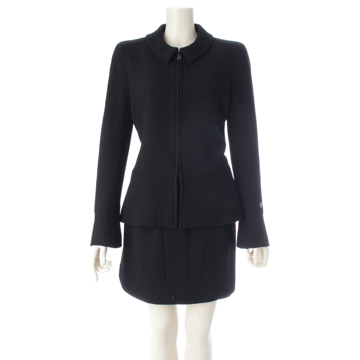 CHANEL 97A Tweed zip up jacket Skirt setup P09690V3075 black 38