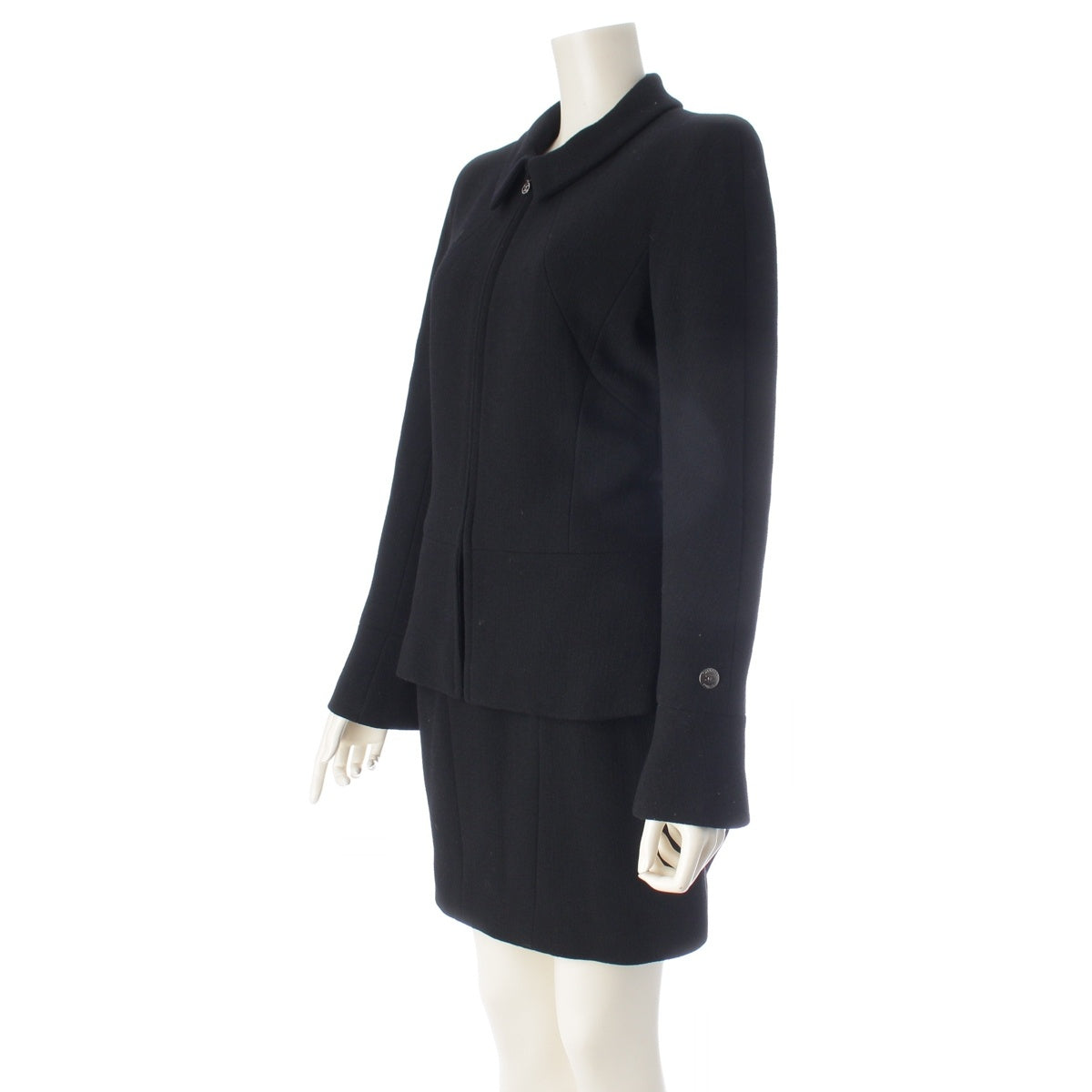 CHANEL 97A Tweed zip up jacket Skirt setup P09690V3075 black 38