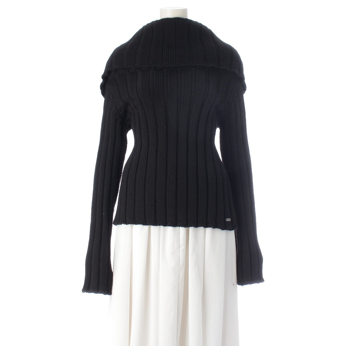 CHANEL 99A Off-shoulder long-sleeved shirt knit tops P14173V00672 black 42