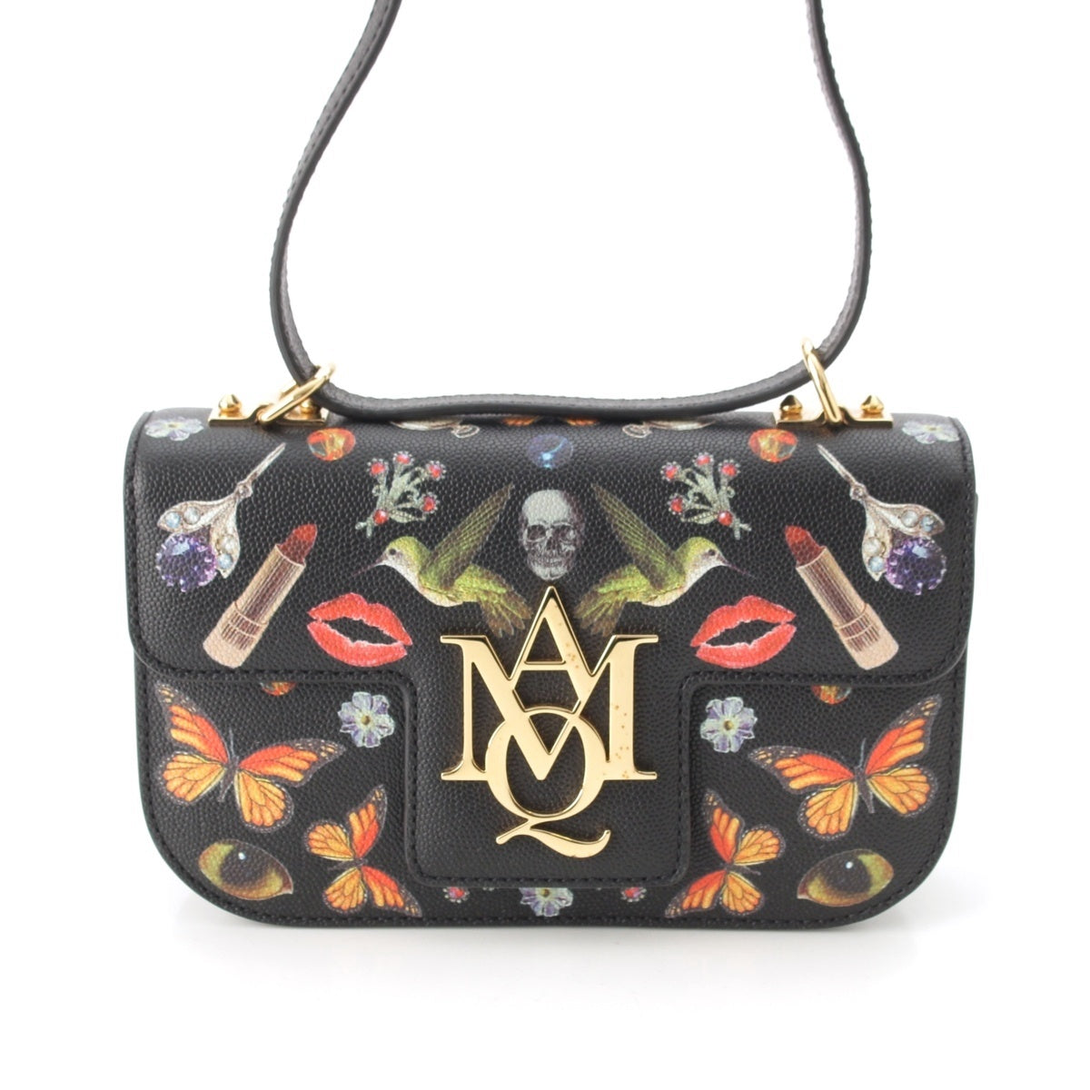 Alexander McQueen leather Insignia Satchel Print Shoulder Bag Black multicolor