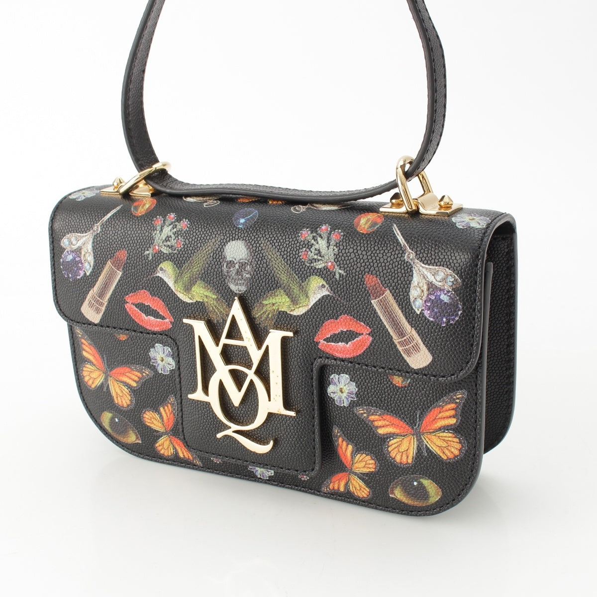 Alexander McQueen leather Insignia Satchel Print Shoulder Bag Black multicolor