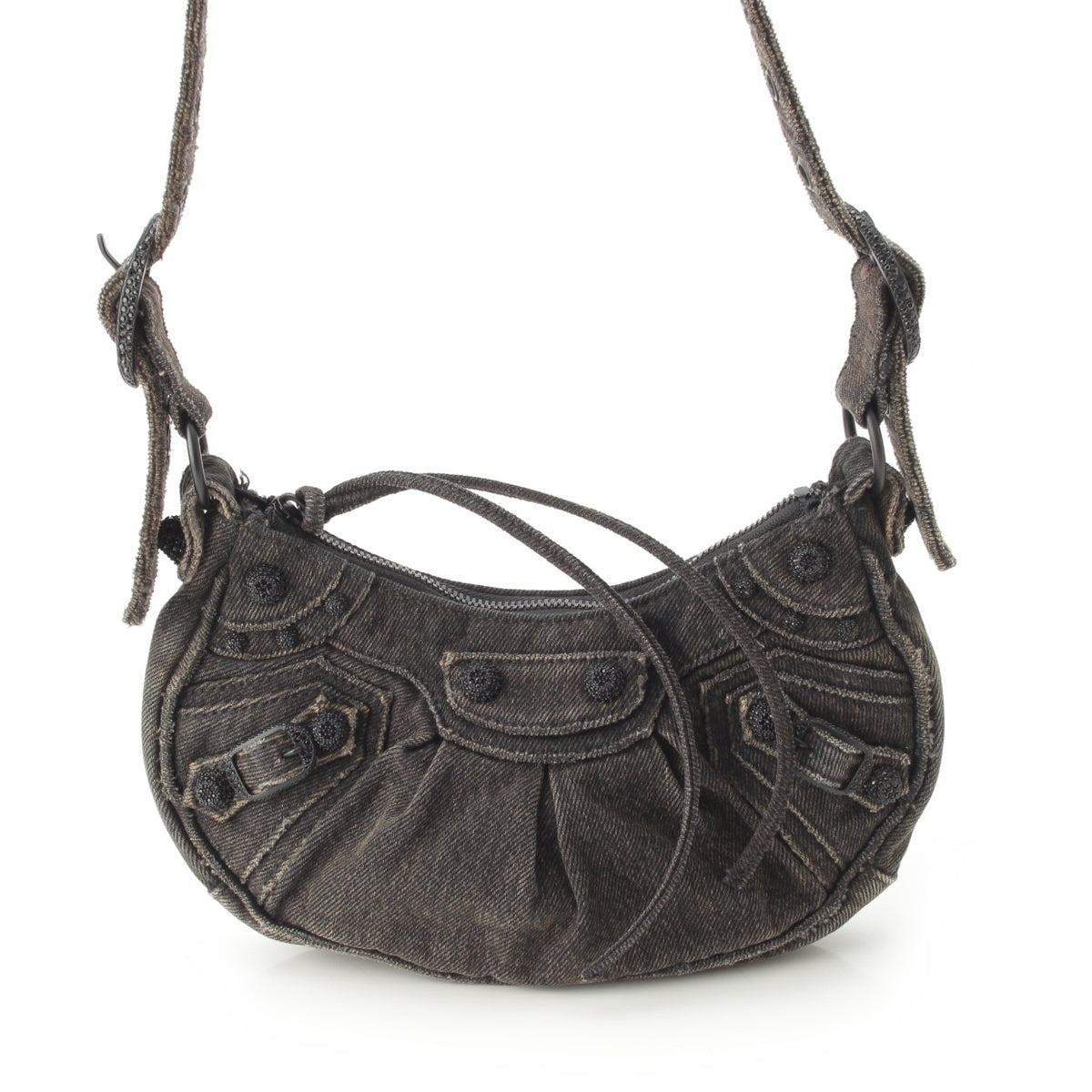 BALENCIAGA luka goal denim Shoulder Bag 671309 Black series XS