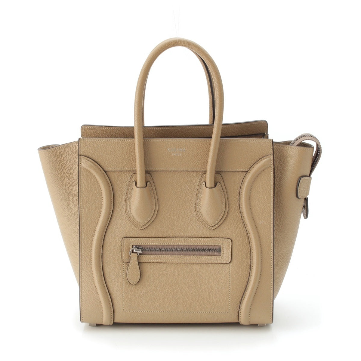 CELINE leather Luggage micro shopper Handbag beige