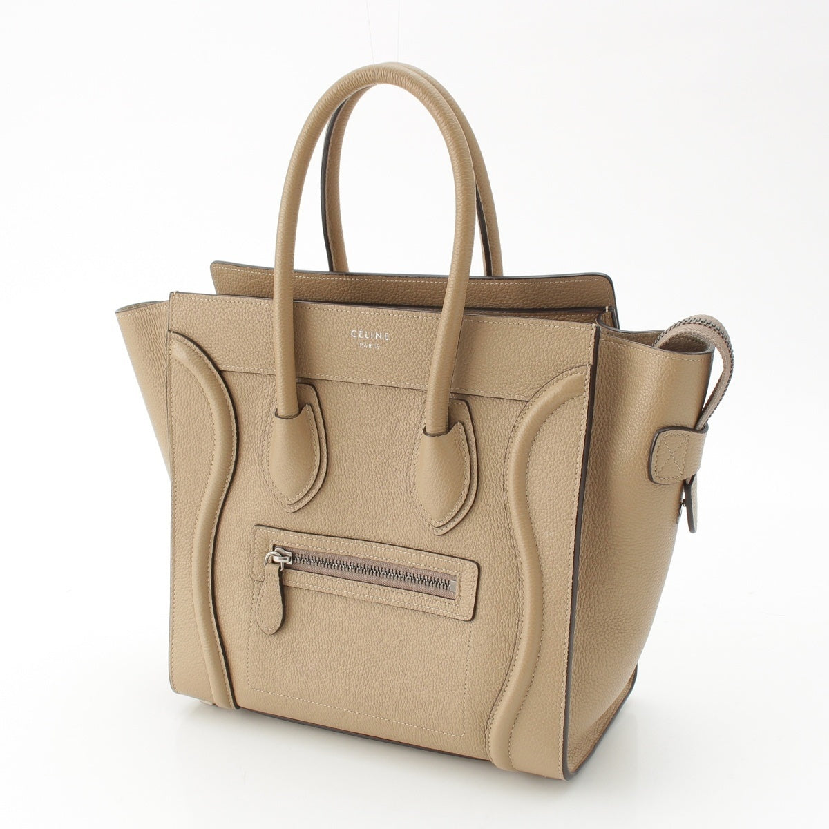 CELINE leather Luggage micro shopper Handbag beige