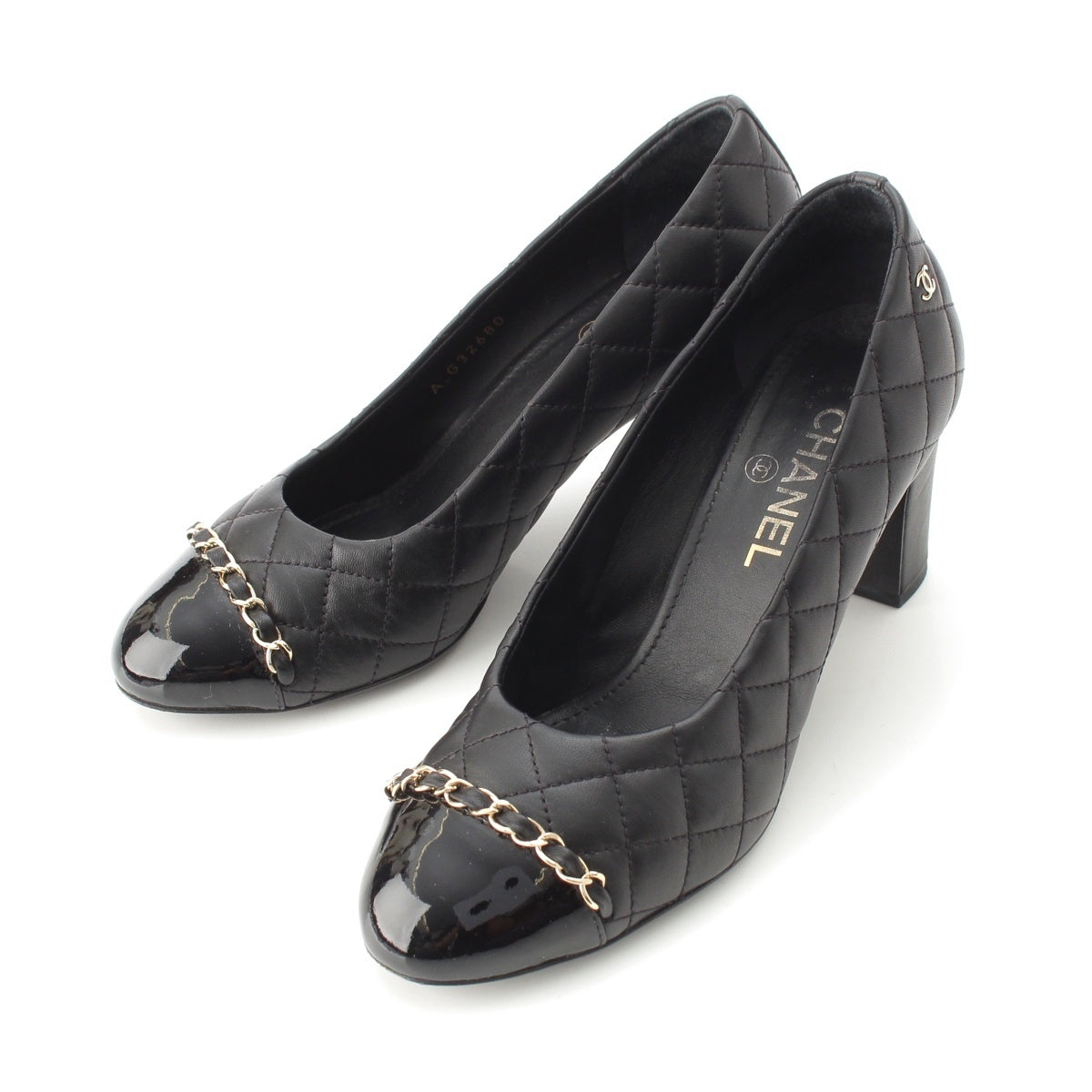 CHANEL Matrasse leather COCO Mark pumps Heel G32680 black 38C