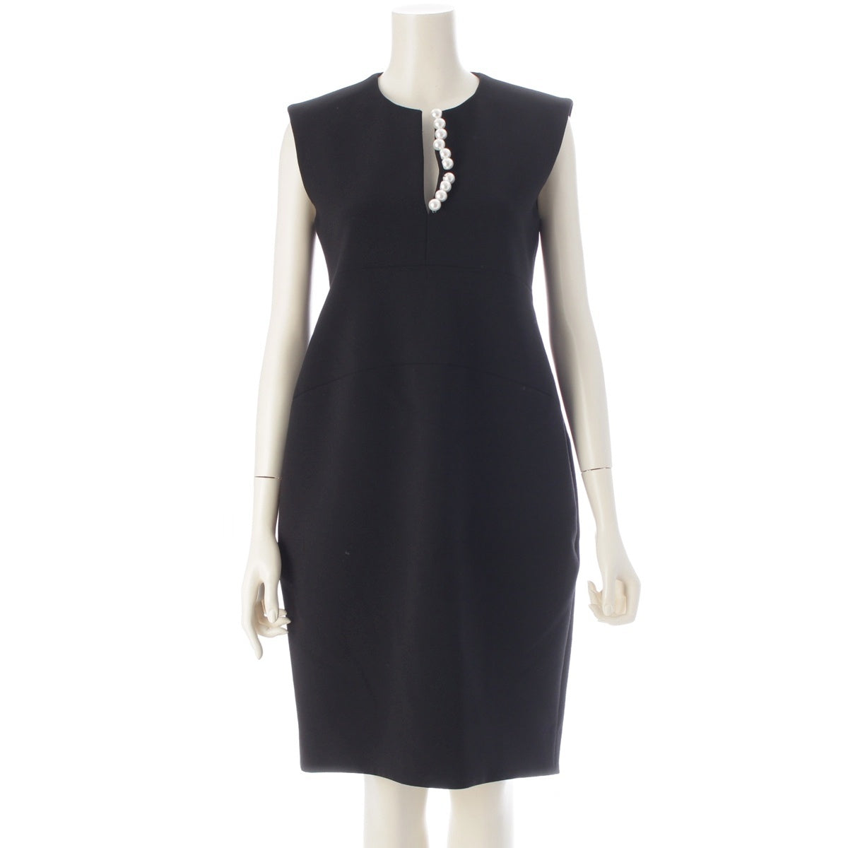 YOKO CHAN Polyester rayon Pearl Slit Sleeveless one piece YCD-521-596 black 38