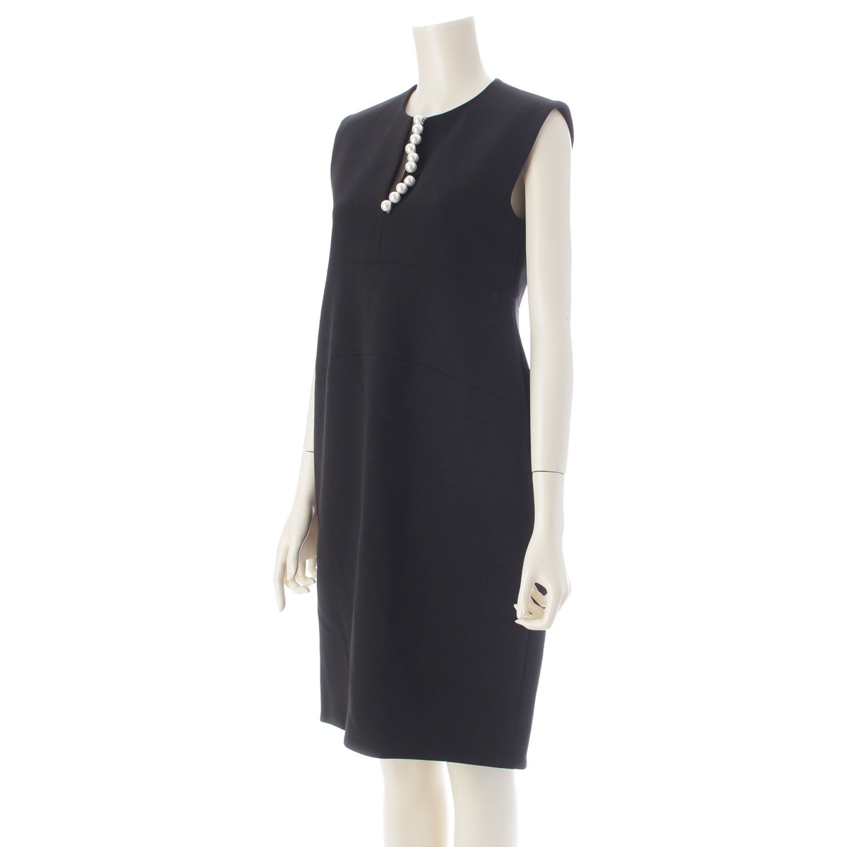 YOKO CHAN Polyester rayon Pearl Slit Sleeveless one piece YCD-521-596 black 38