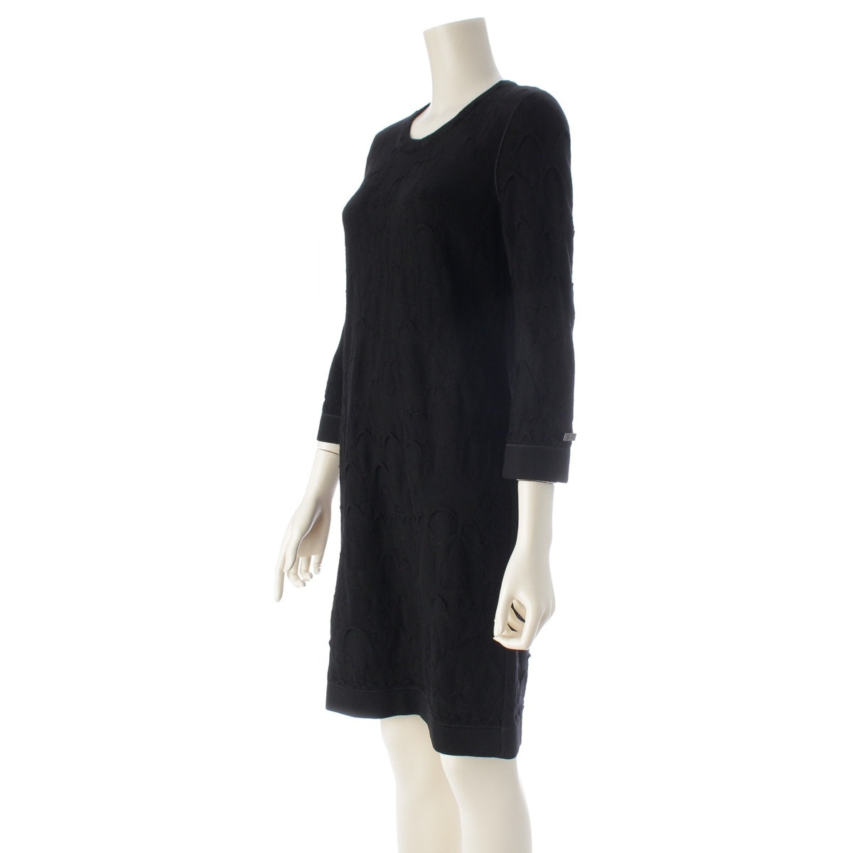 CHANEL wool Scuba knit dress one piece P41784 black 34