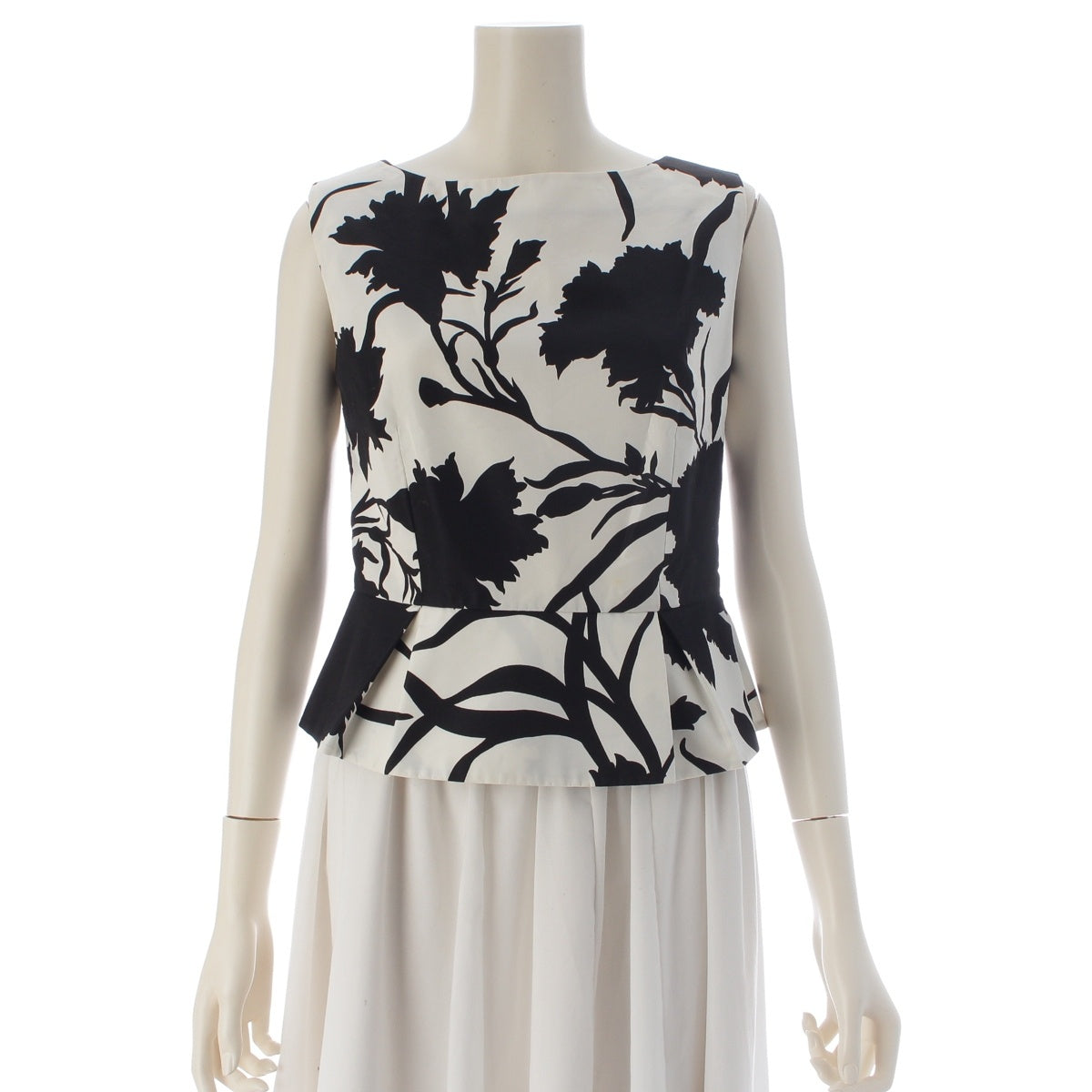 Christian Dior Silk blend Botanical pattern, silhouette design, uniquely shaped boat neck cardigan Tops blouse 3C21532A1374 White black F38