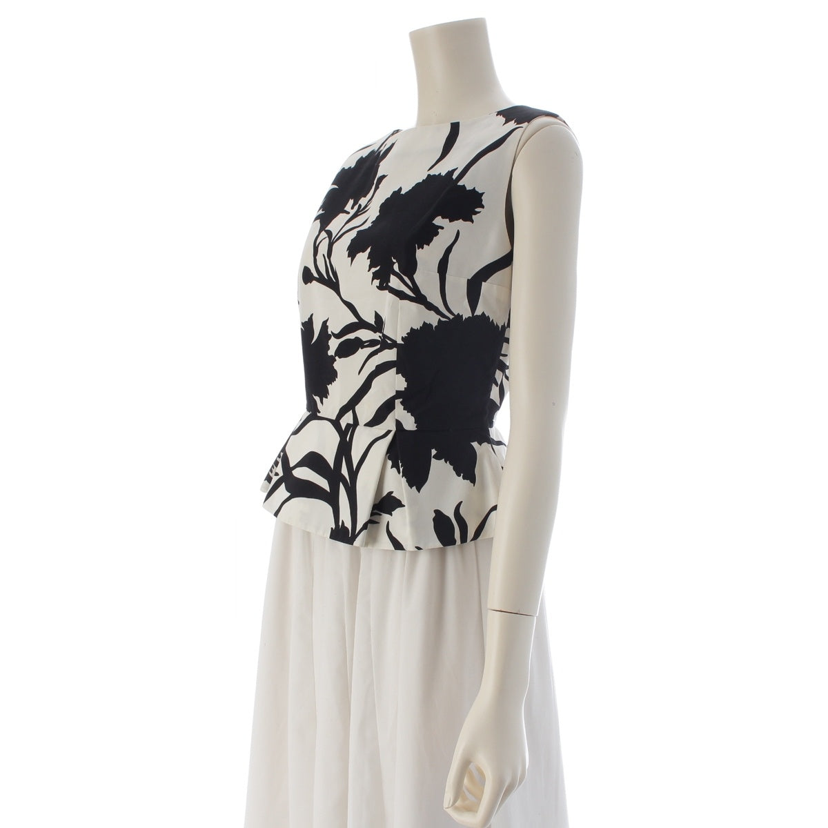 Christian Dior Silk blend Botanical pattern, silhouette design, uniquely shaped boat neck cardigan Tops blouse 3C21532A1374 White black F38