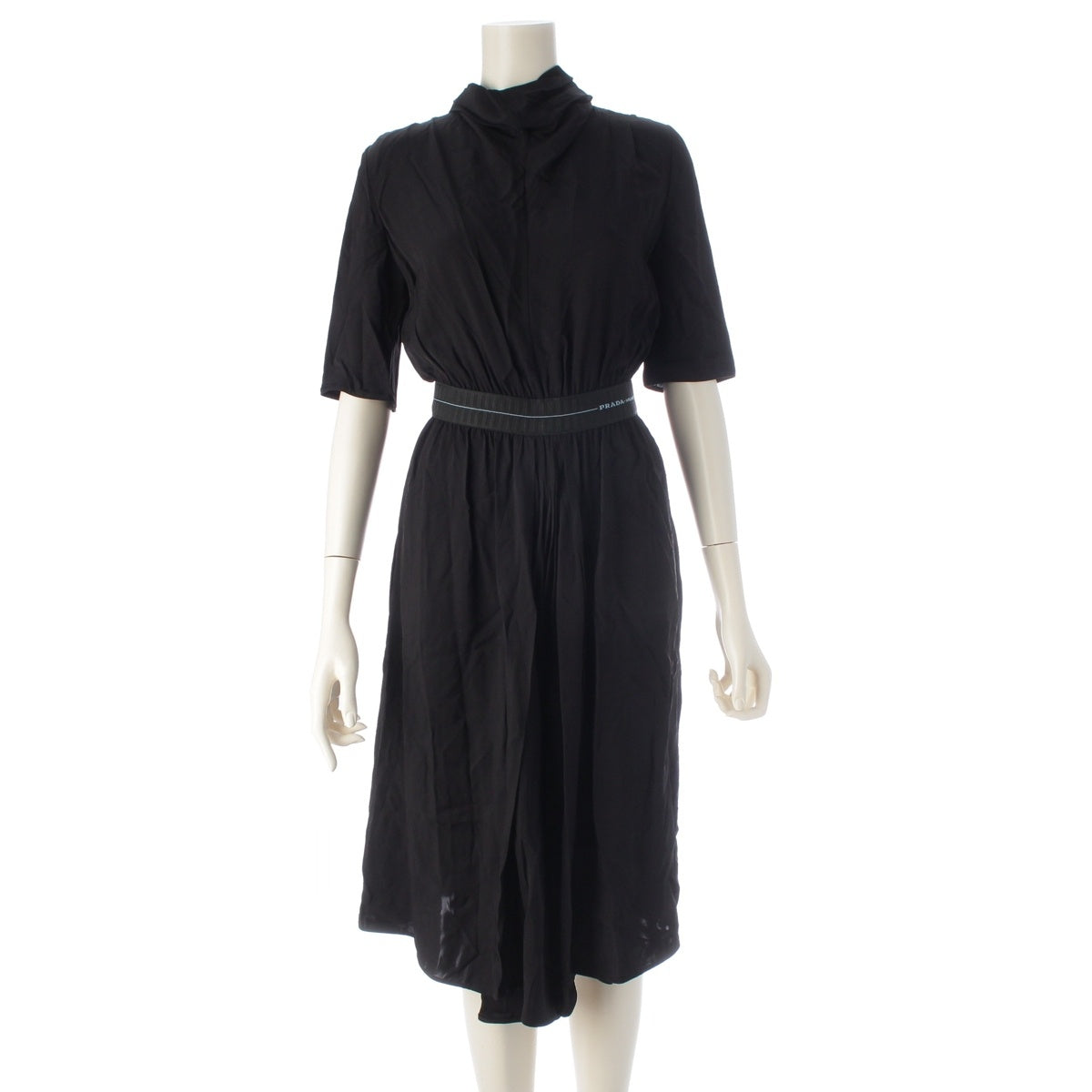 PRADA Logo waist dress viscose one piece P39P9 black 36