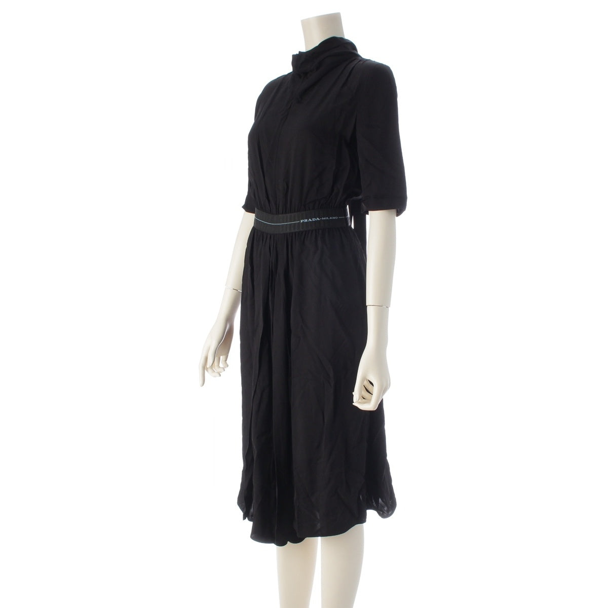 PRADA Logo waist dress viscose one piece P39P9 black 36