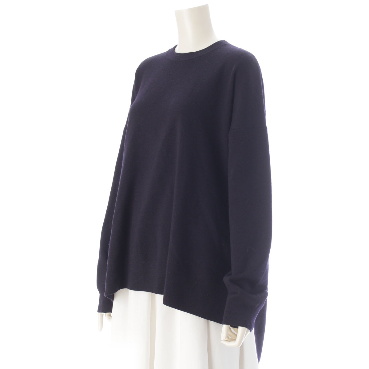 ENFOLD Wool nylon Boxy Pullover Oversized Crew Neck Top sweater 300IS270-0541 Navy 38