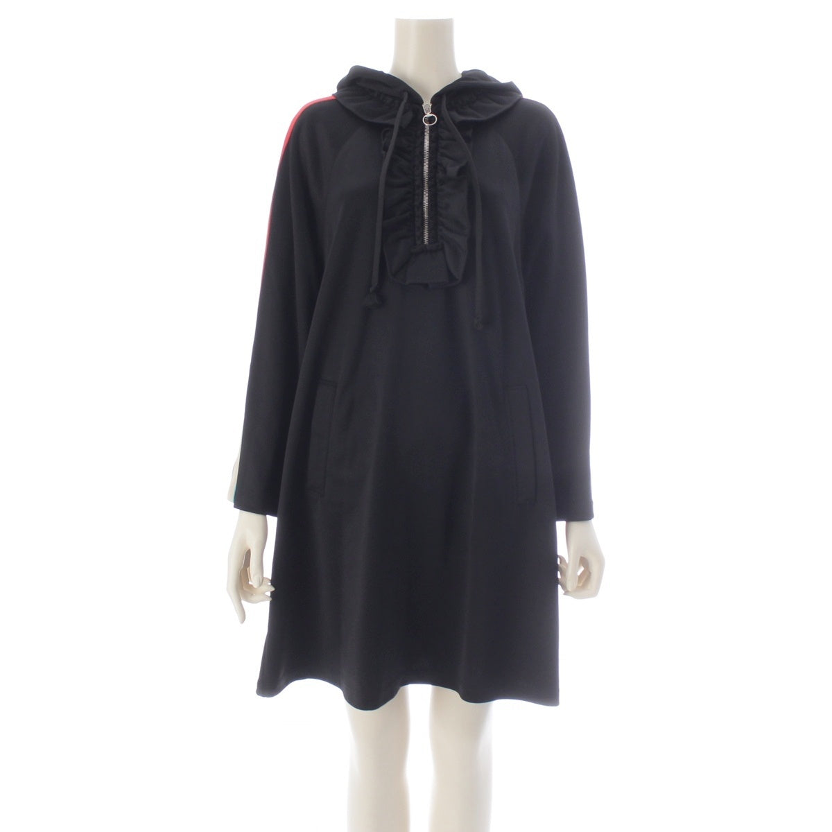 GUCCI Nylon cotton Sherry Line Logo Sleeve Hooded one piece Long sleeve 502280 black M