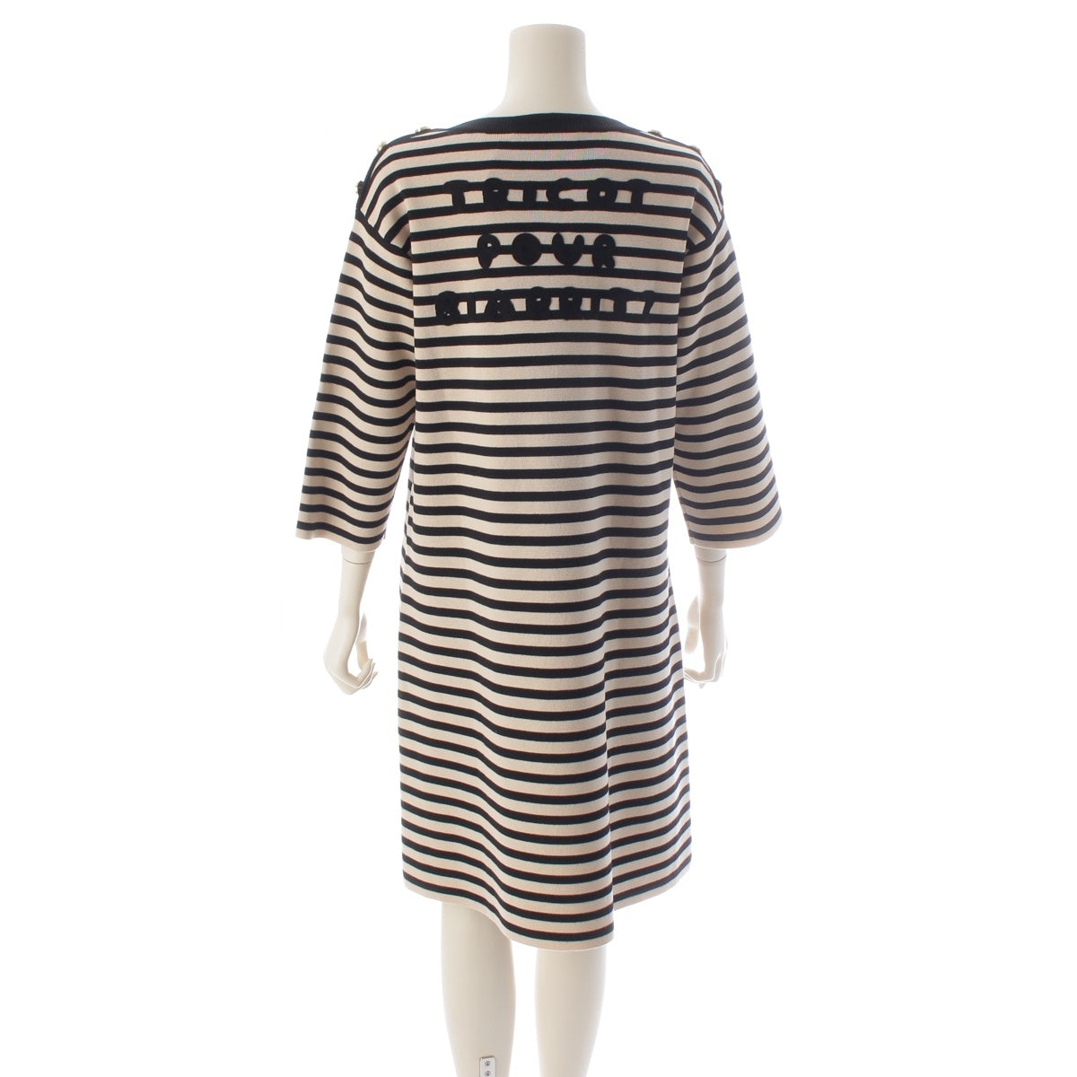 GUCCI wool GG Button Border Knit one piece 572614 Black x white M