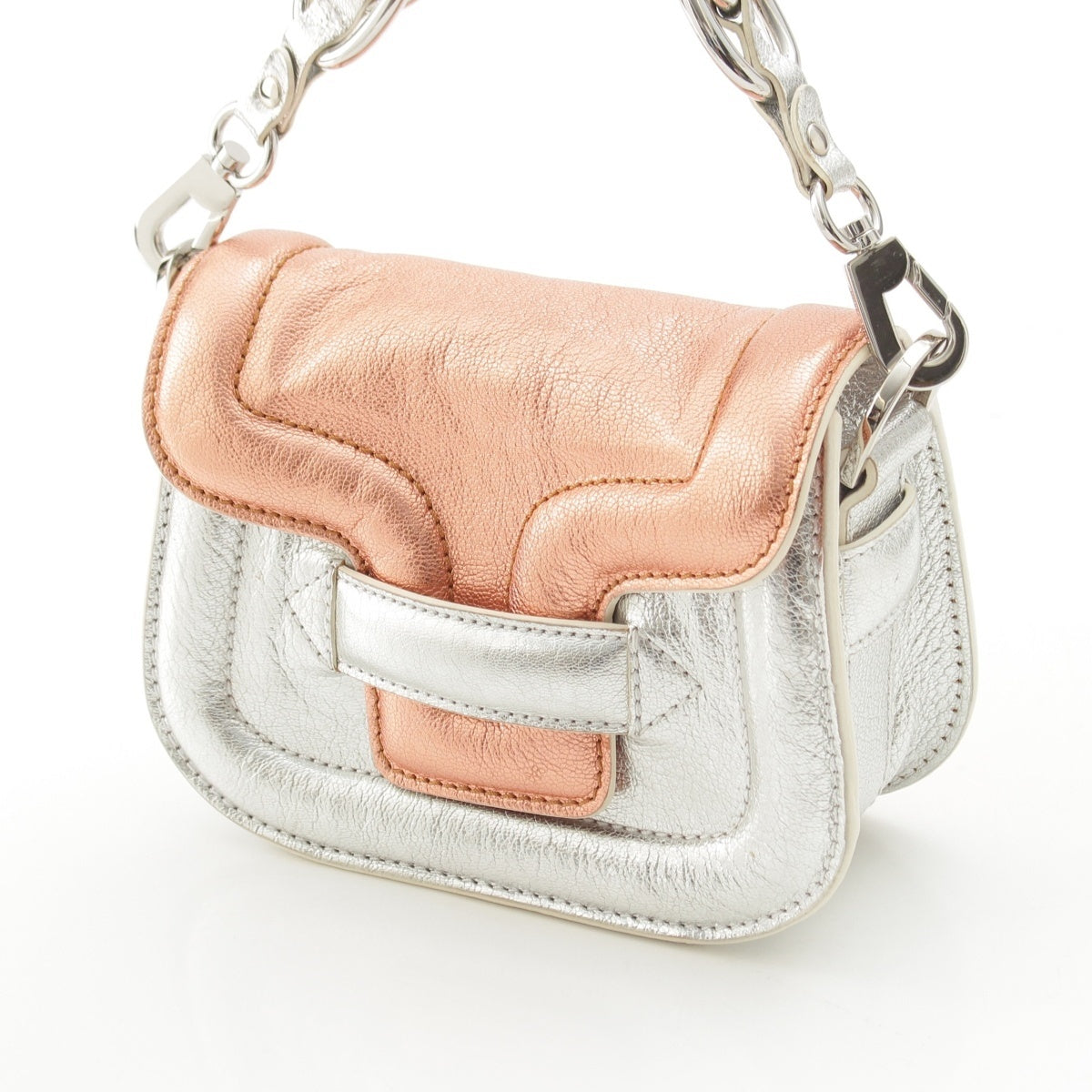 PIERRE HARDY Micro Alphaville leather 2WAY Shoulder Handbag Silver Bronze