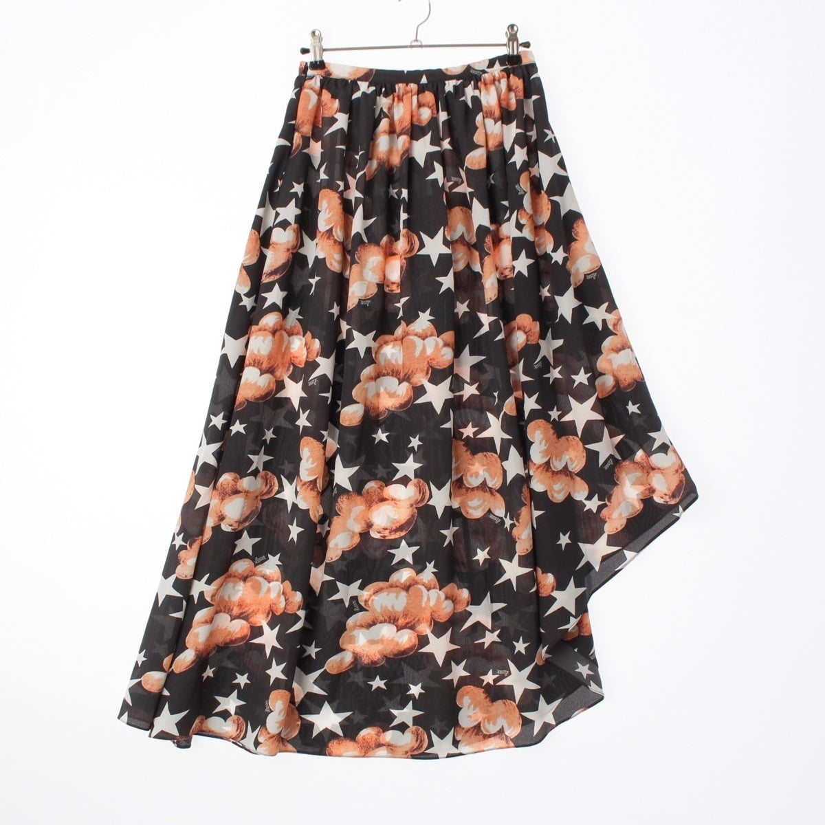 LOEWE Cursive logo, cloud and star pattern, asymmetrical, easy to wear. skirt S2285062FA Black multicolor 32
