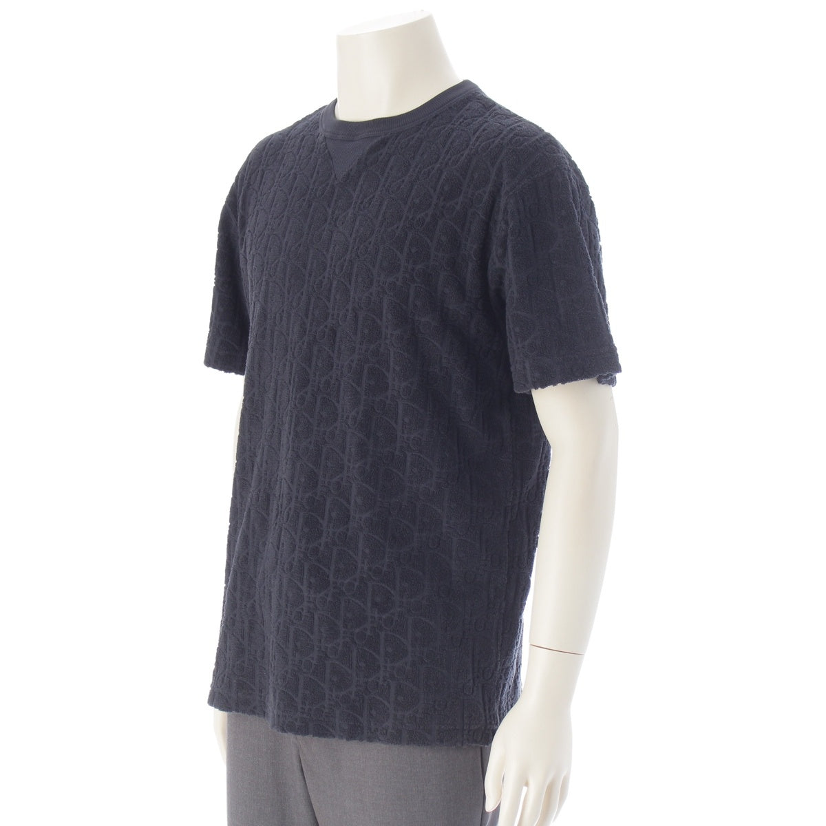 Dior cotton Oblique pile fabric Short sleeve T-shirt 113J692A0614 Navy XS