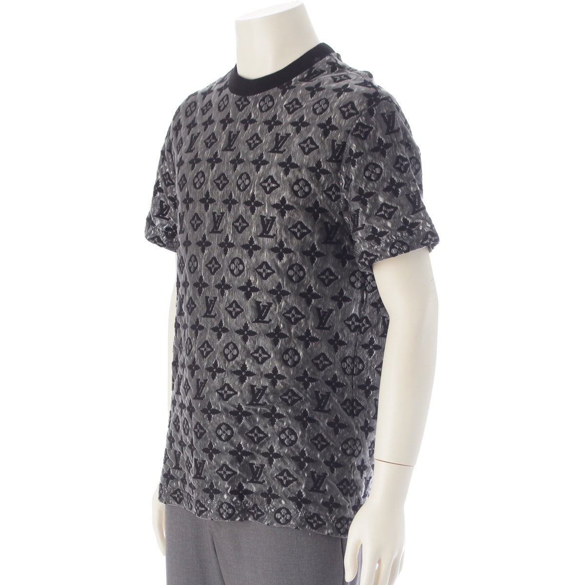 LOUIS VUITTON Monogram cotton Short sleeve T-shirt logo RM222 black S