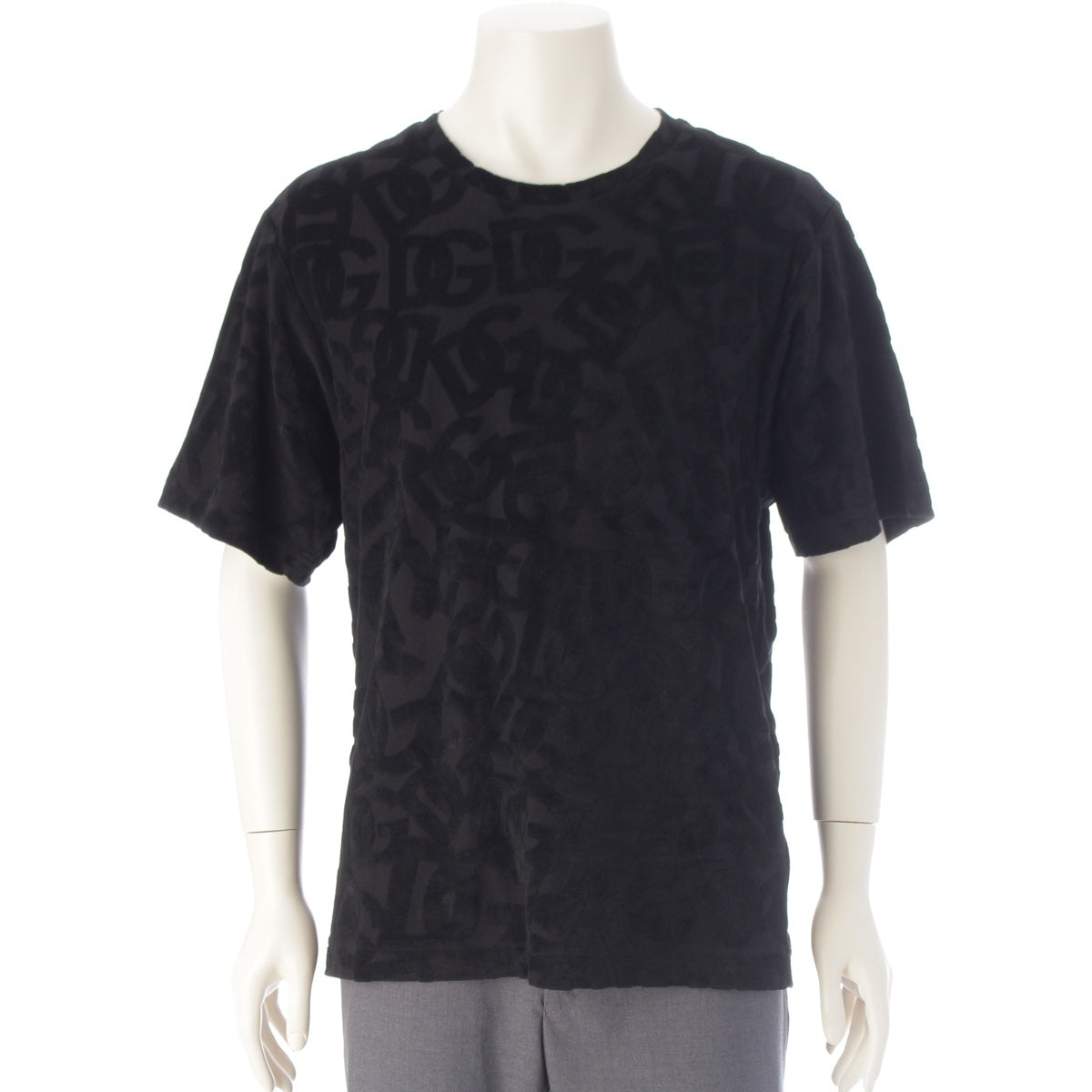 DOLCE&GABBANA Velour logo Short sleeve T-shirt G8ON4T black 44
