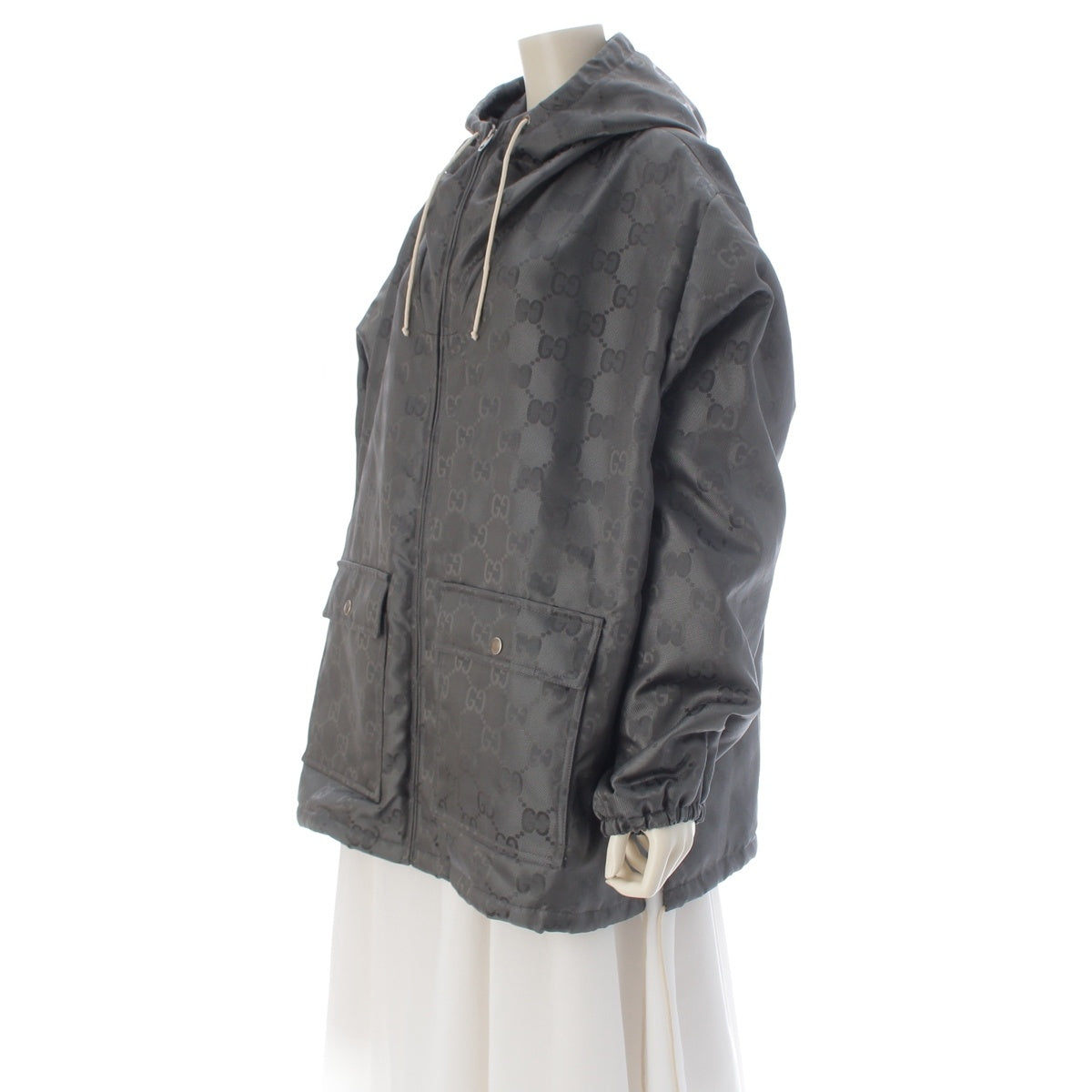 GUCCI OFF THE GRID GG hooded Nylon jacket 657792 gray 46