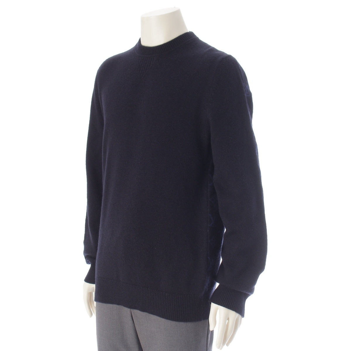 LOUIS VUITTON cashmere Monogram Half & Half Knit sweater RM191Q Navy blue M