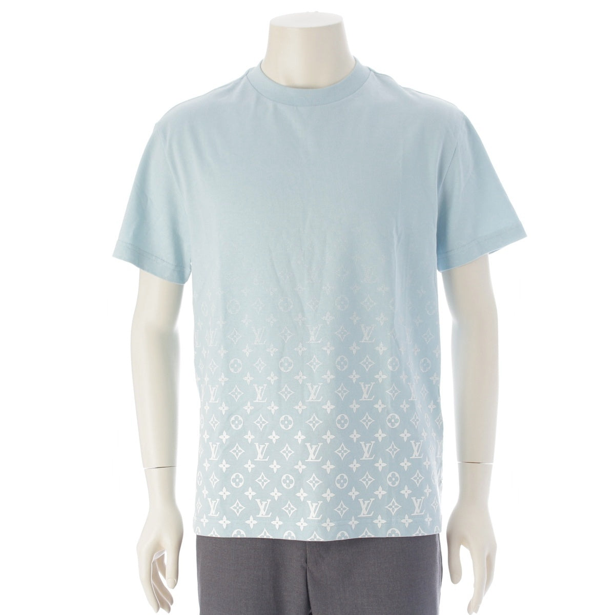 LOUIS VUITTON cotton Gradient Monogram Short sleeve T-shirt RM231Q Light blue S