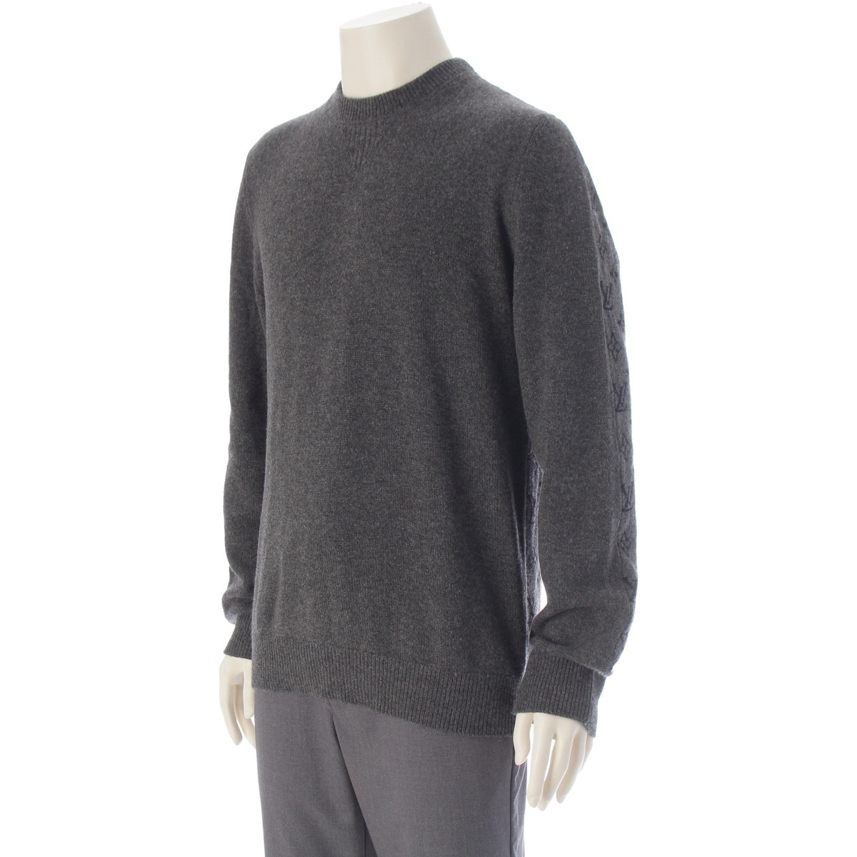 LOUIS VUITTON cashmere Monogram Half & Half Knit sweater gray S