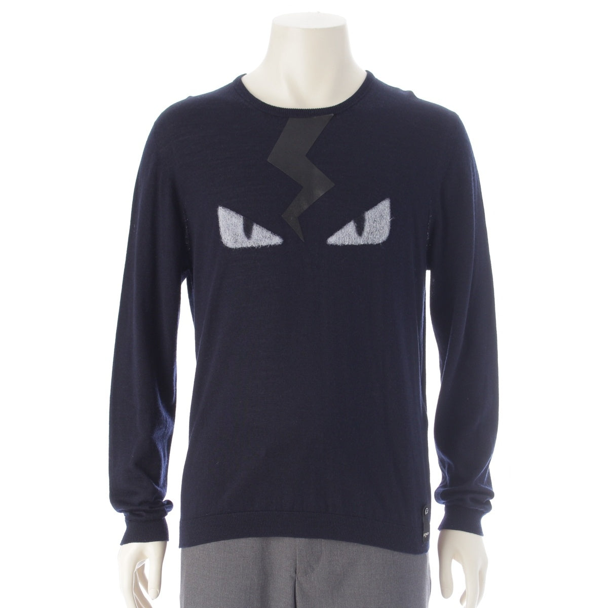 FENDI Wool silk monster knit FZZ162 Navy 50