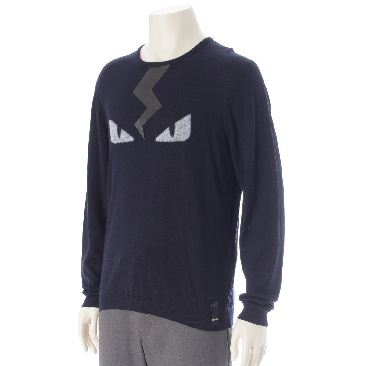 FENDI Wool silk monster knit FZZ162 Navy 50