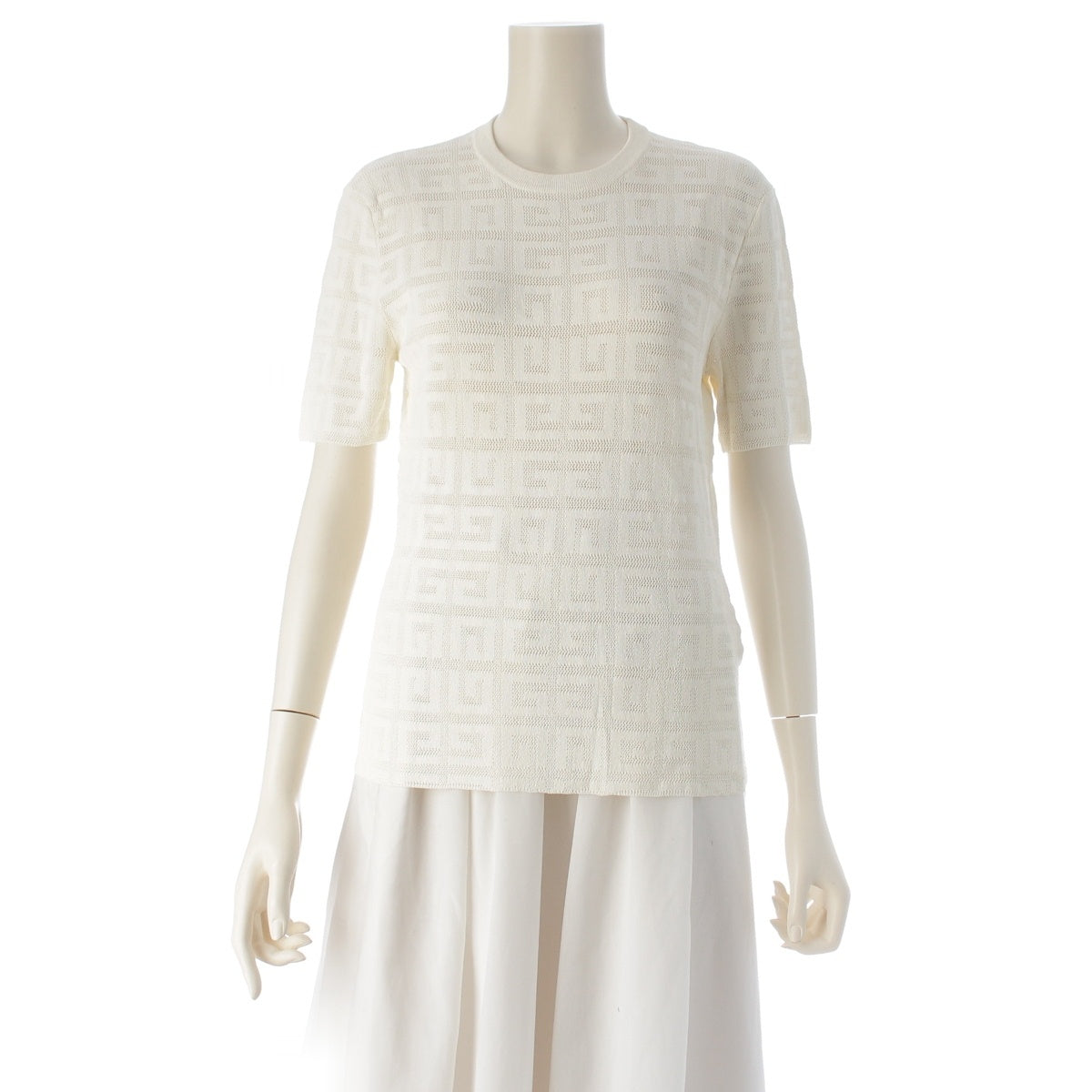 Givenchy 4G Rayon Jacquard pullover Cut Logo short sleeve BW90FJ4ZAQ white L