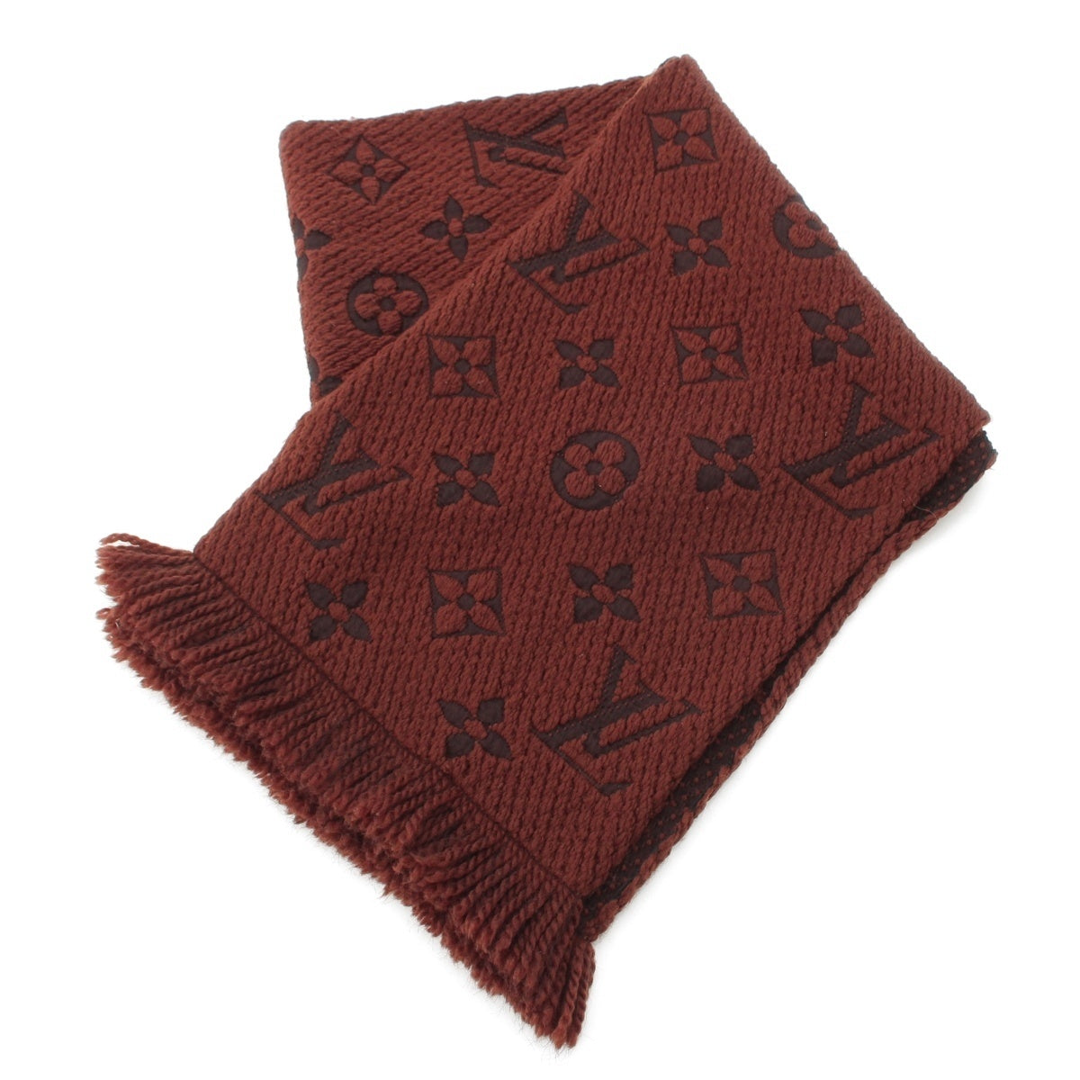 LOUIS VUITTON Echal Progomania Wool silk Scarf 413287 Brown