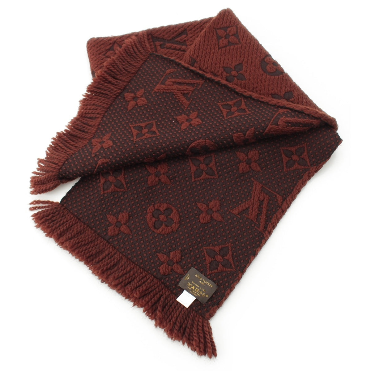LOUIS VUITTON Echal Progomania Wool silk Scarf 413287 Brown