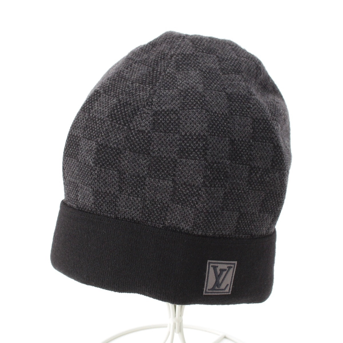 LOUIS VUITTON wool Bonepti Damier Knit cap Beanie hat M70009 Gray black