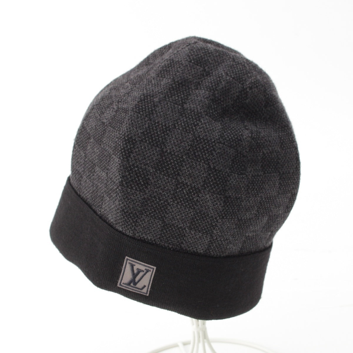 LOUIS VUITTON wool Bonepti Damier Knit cap Beanie hat M70009 Gray black