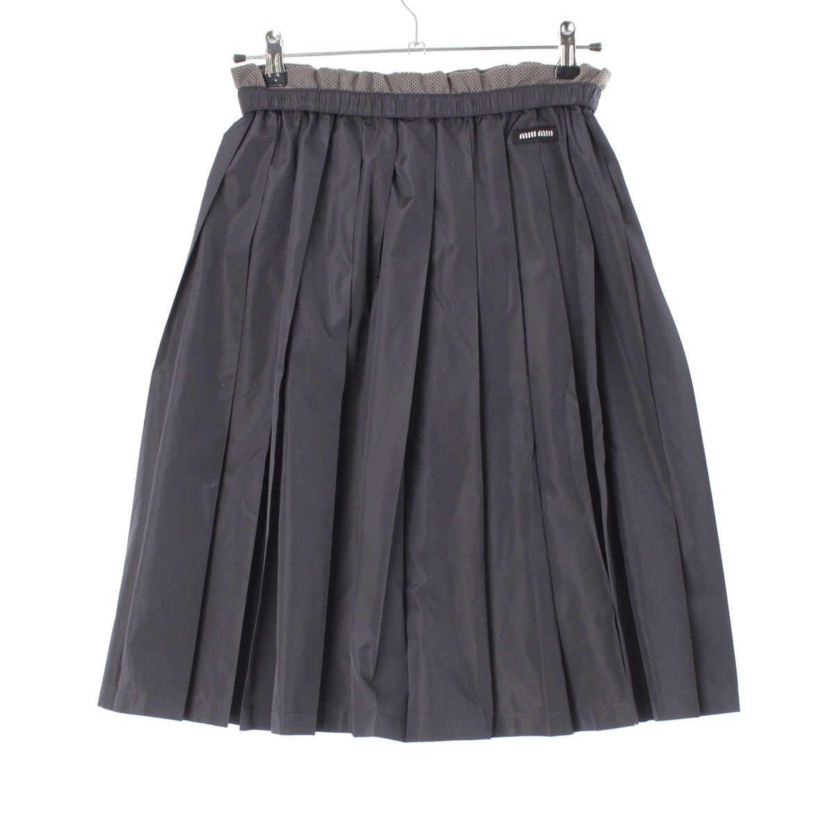 MIUMIU technical silk Mesh layered design skirt Bottoms MG2467 Navy gray 38