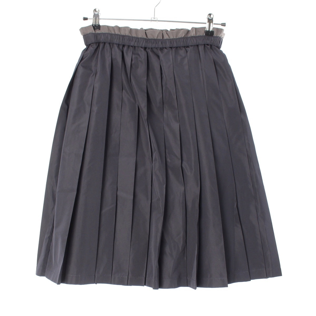 MIUMIU technical silk Mesh layered design skirt Bottoms MG2467 Navy gray 38