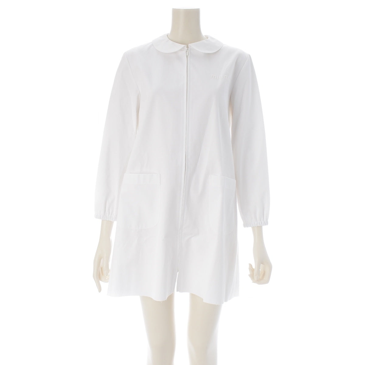 MIUMIU cotton poplin Jersey Logo Mini one piece dress MF5552 white 40