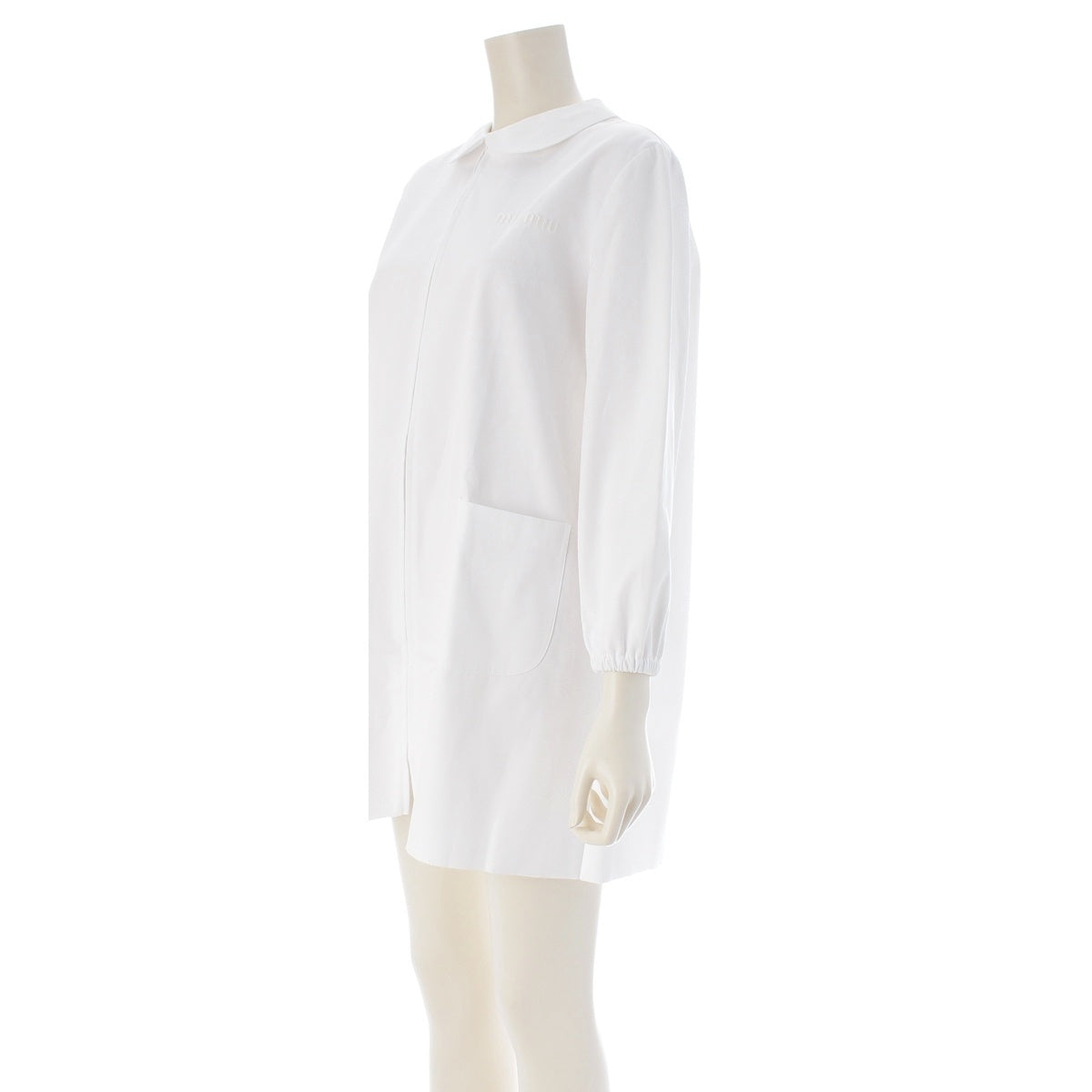 MIUMIU cotton poplin Jersey Logo Mini one piece dress MF5552 white 40