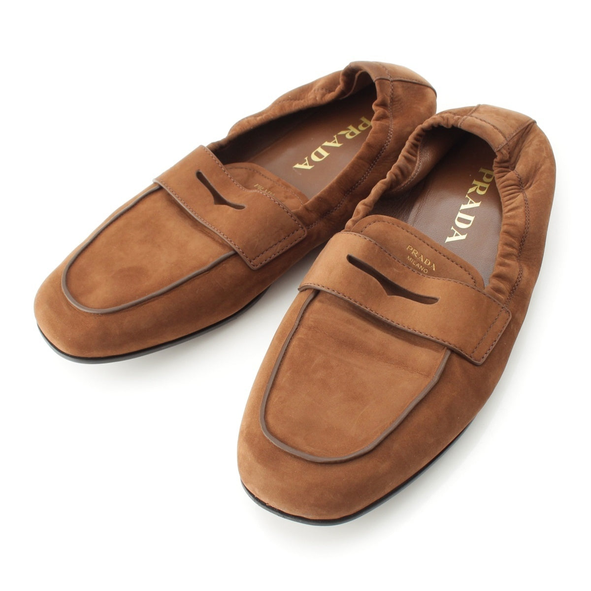 PRADA soft Nubuck leather loafers Flat shoes 1D051O cocoa brown 37 1/2