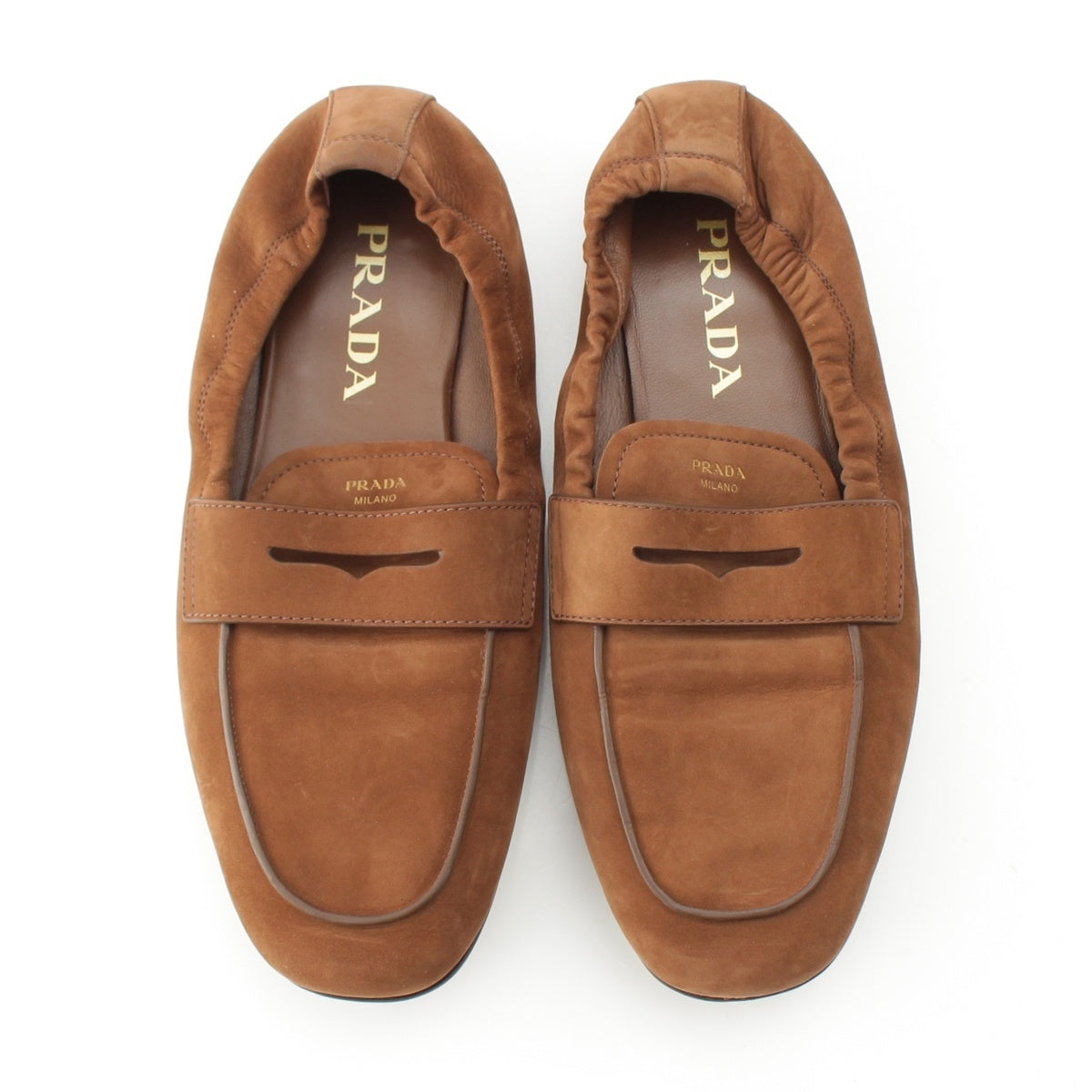 PRADA soft Nubuck leather loafers Flat shoes 1D051O cocoa brown 37 1/2
