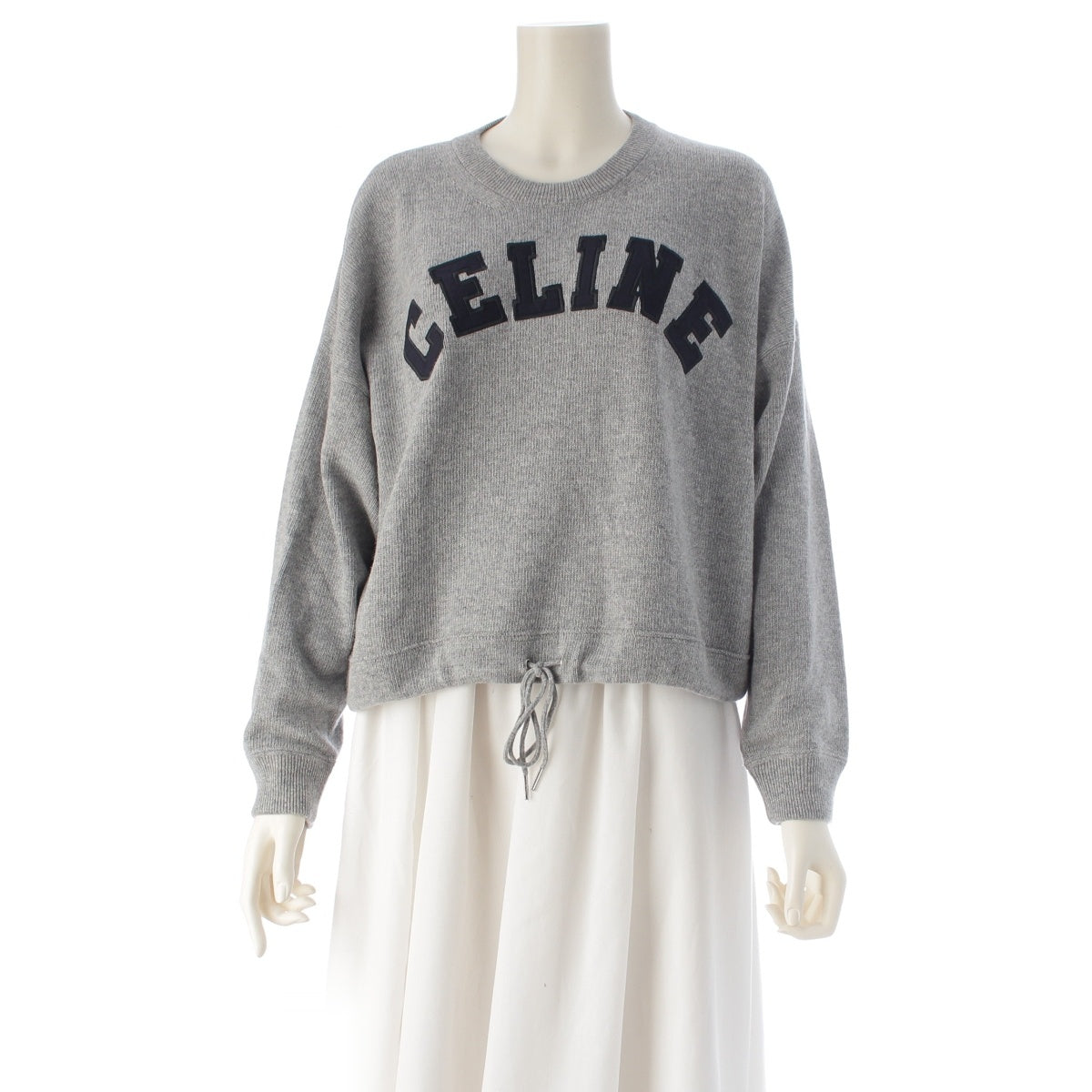 CELINE wool cashmere Logo athletic knit sweater tops 2A11V402P gray S